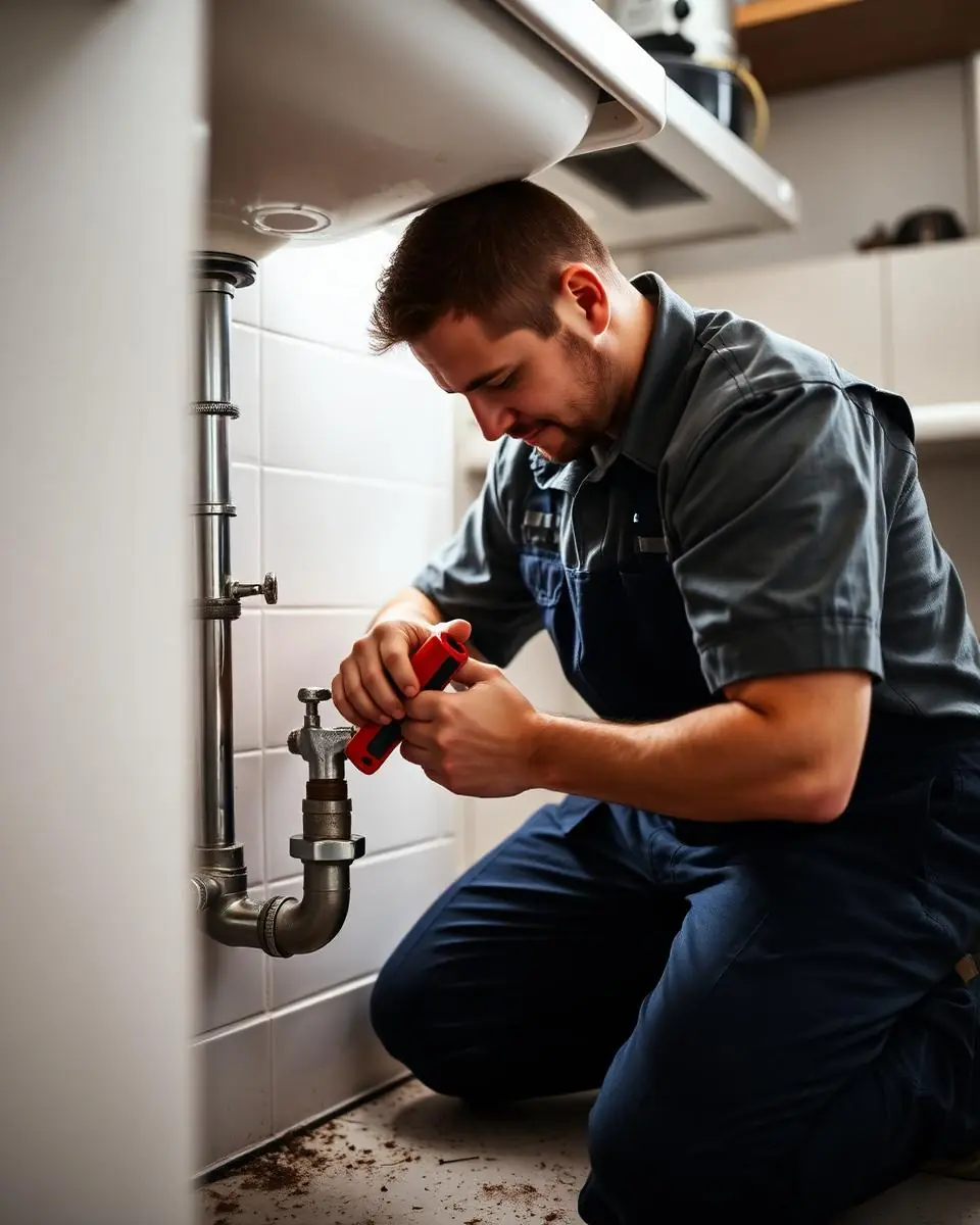 Plumbing professional at work